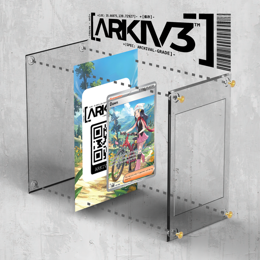ARKIV3 Dawn Extended Art Display Case in raw wood finish, showing exploded view of the case's components and design features.