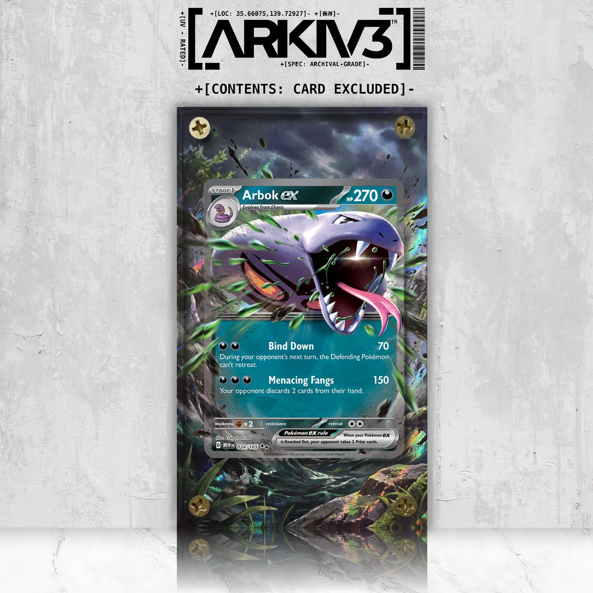 [UNIT: 024/165] // Arbok ex Extended Art Display Case - Raw