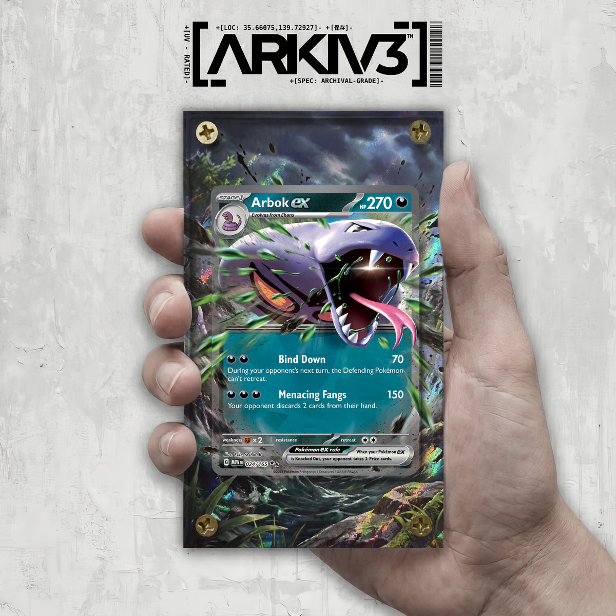 [UNIT: 024/165] // Arbok ex Extended Art Display Case - Raw