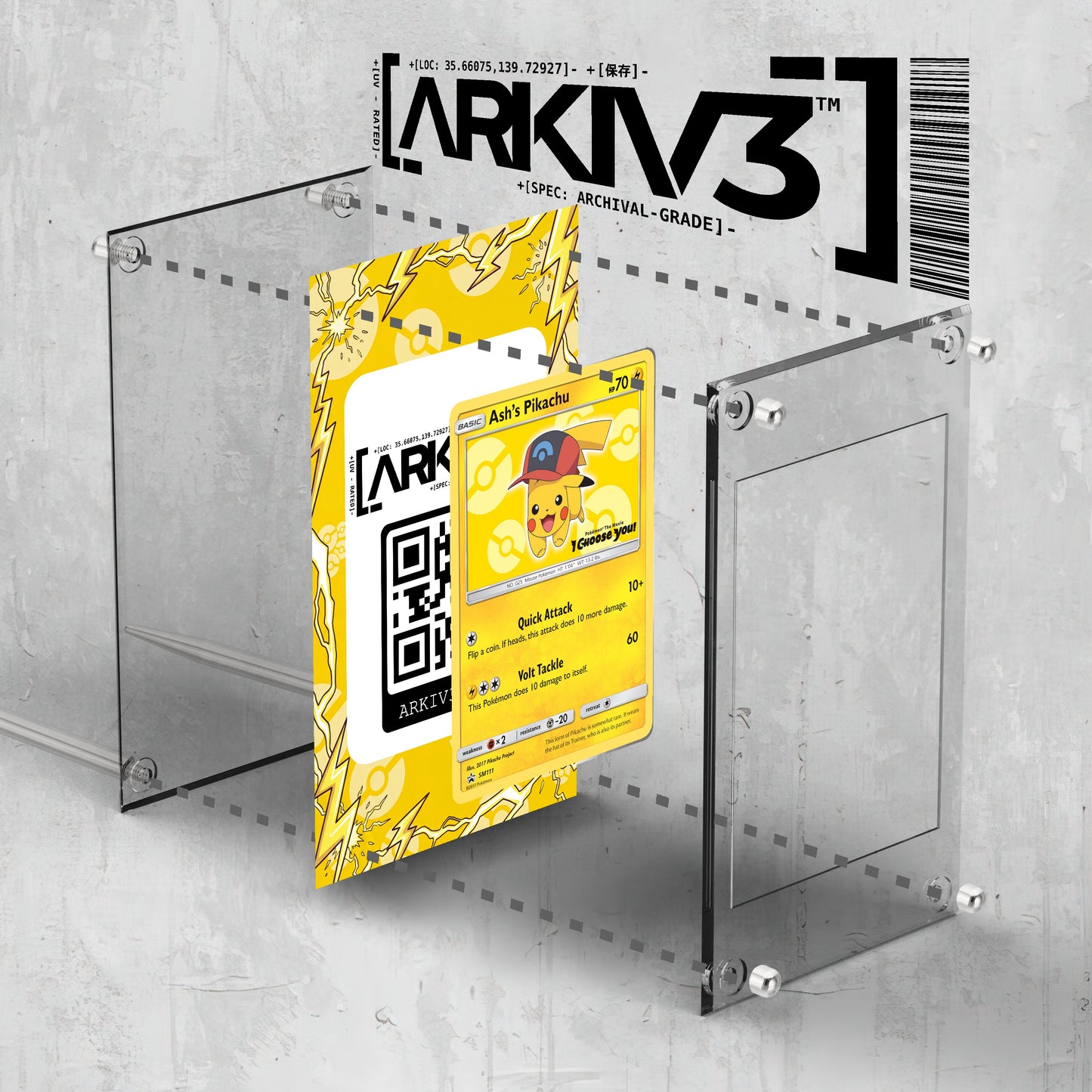[UNIT: SM111] // Ash's Pikachu Extended Art Display Case - Raw