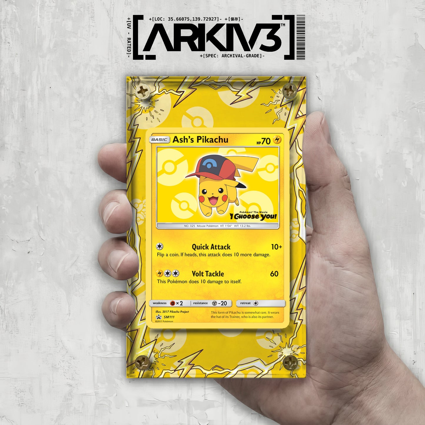 [UNIT: SM111] // Ash's Pikachu Extended Art Display Case - Raw