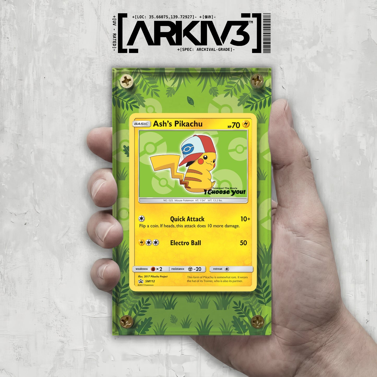 [UNIT: SM112] // Ash's Pikachu Extended Art Display Case - Raw
