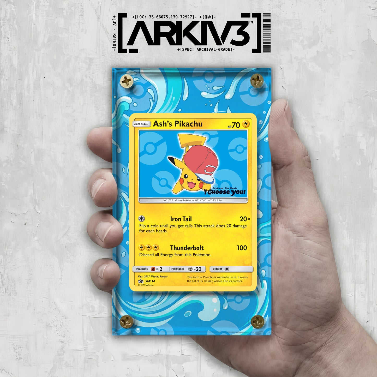 [UNIT: SM114] // Ash's Pikachu Extended Art Display Case - Raw