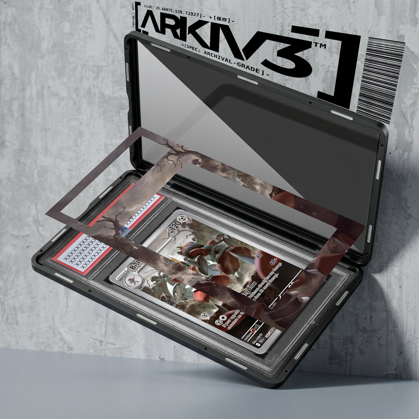 ARKIV3 PSA graded exploded mockup