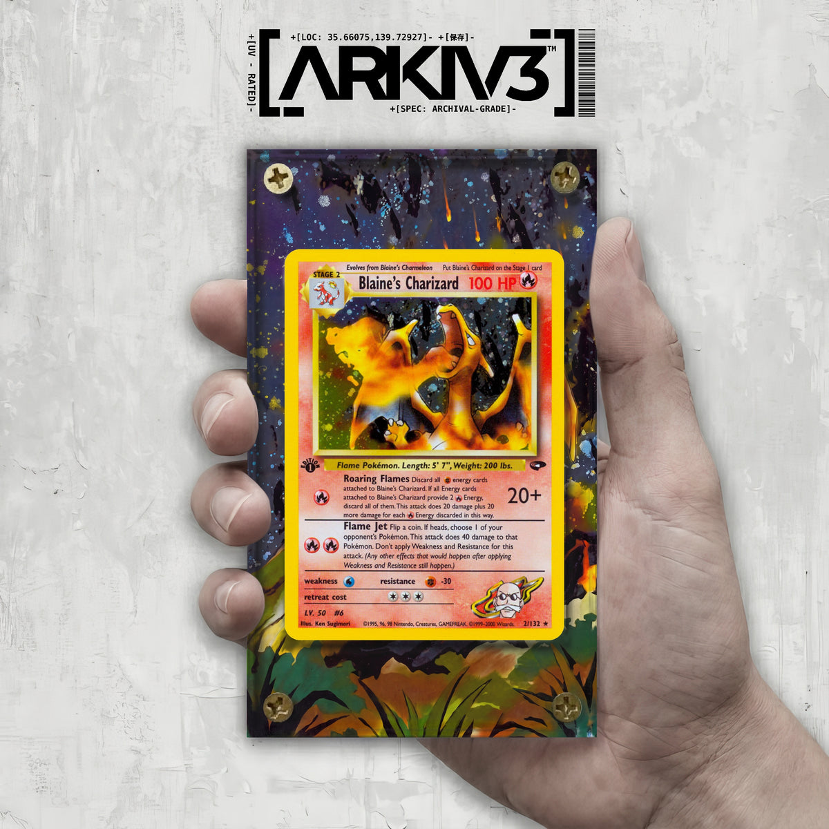 [UNIT: 2/132] // Blaine's Charizard Extended Art Display Case - Raw
