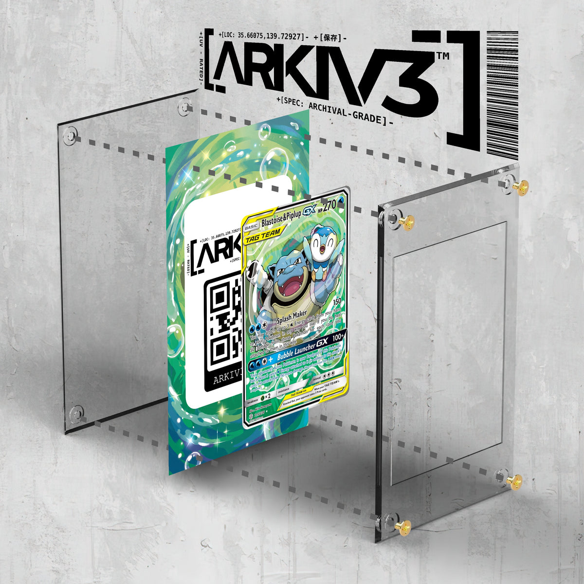 [UNIT: 215/236] // Blastoise & Piplup GX Extended Art Display Case - Raw