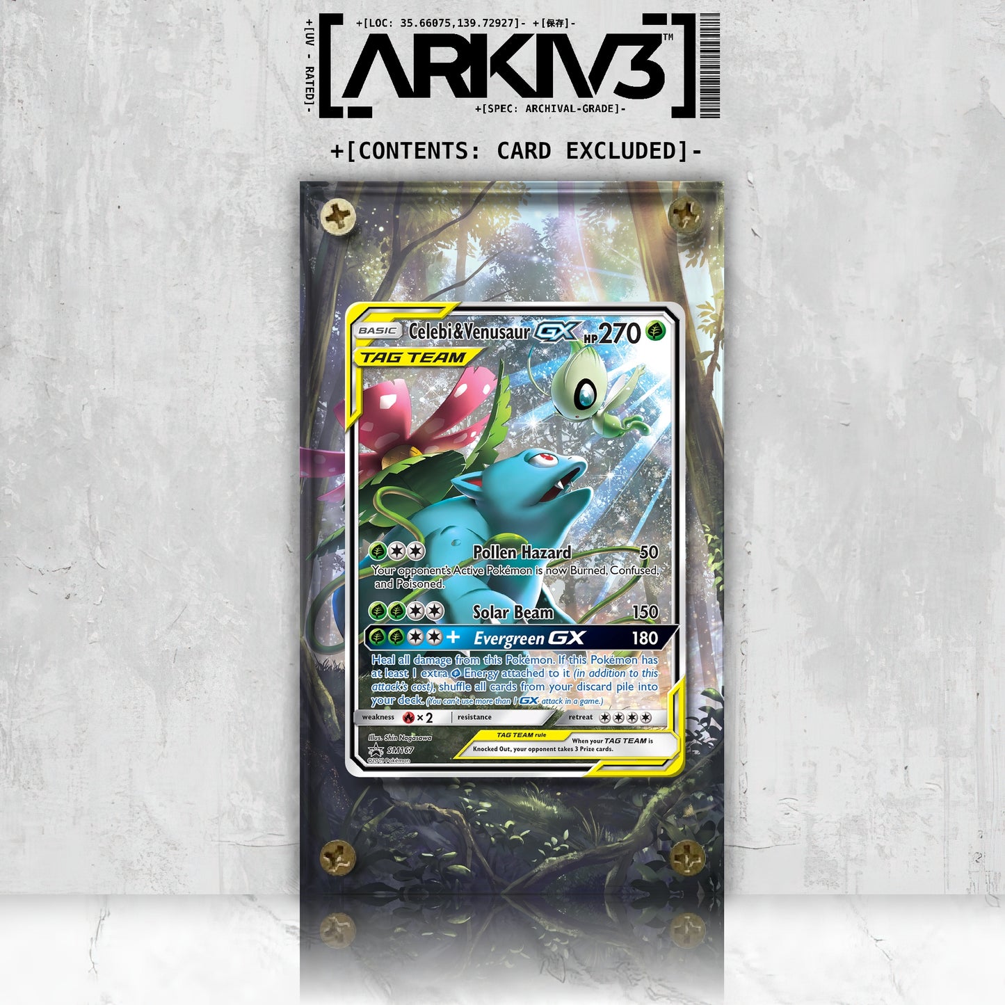 [UNIT: SM167/248] // Celebi & Venusaur-GX Extended Art Display Case - Raw
