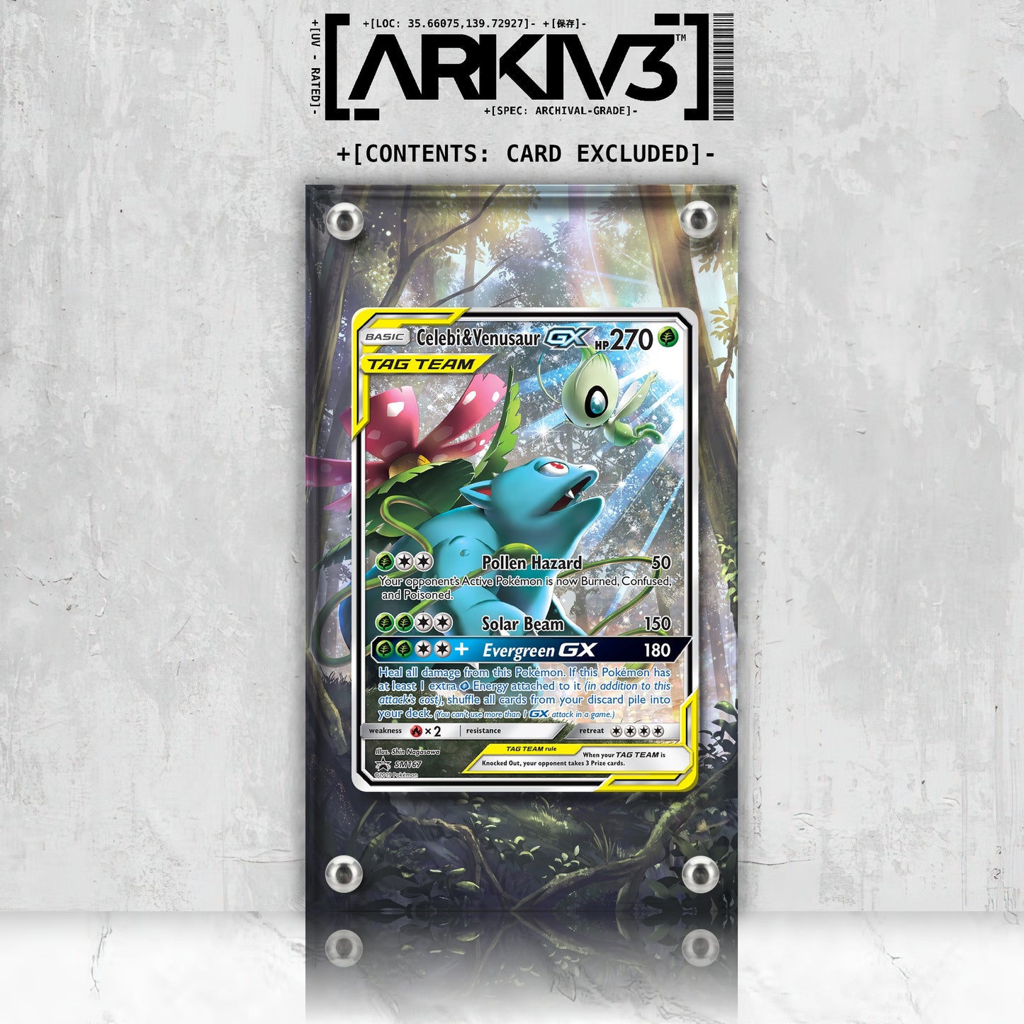 [UNIT: SM167/248] // Celebi & Venusaur-GX Extended Art Display Case - Raw