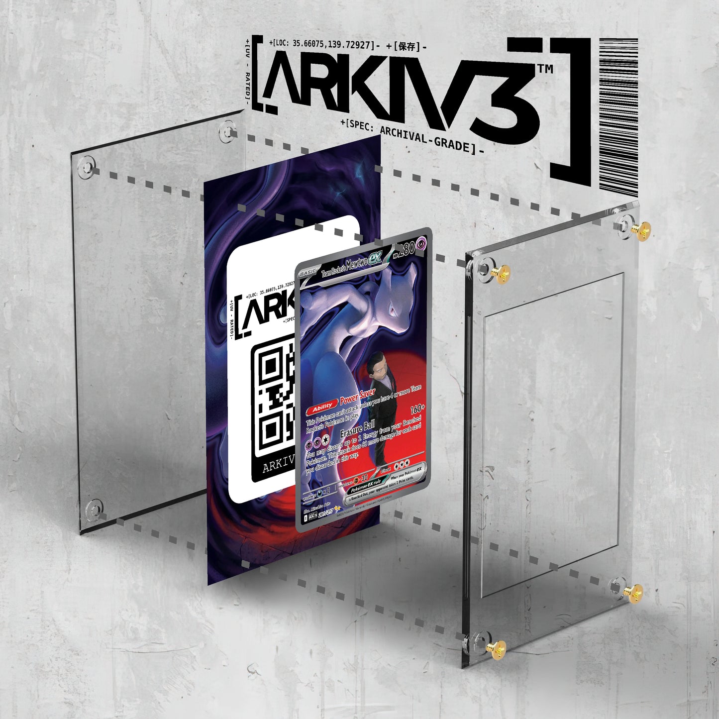 [UNIT: 281/217] // Team Rocket's Mewtwo ex Extended Art Display Case - Raw