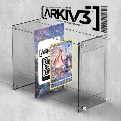 Exploded view of ARKIV3 Milotic Extended Art Display Case raw model, showing standing mount and internal components.