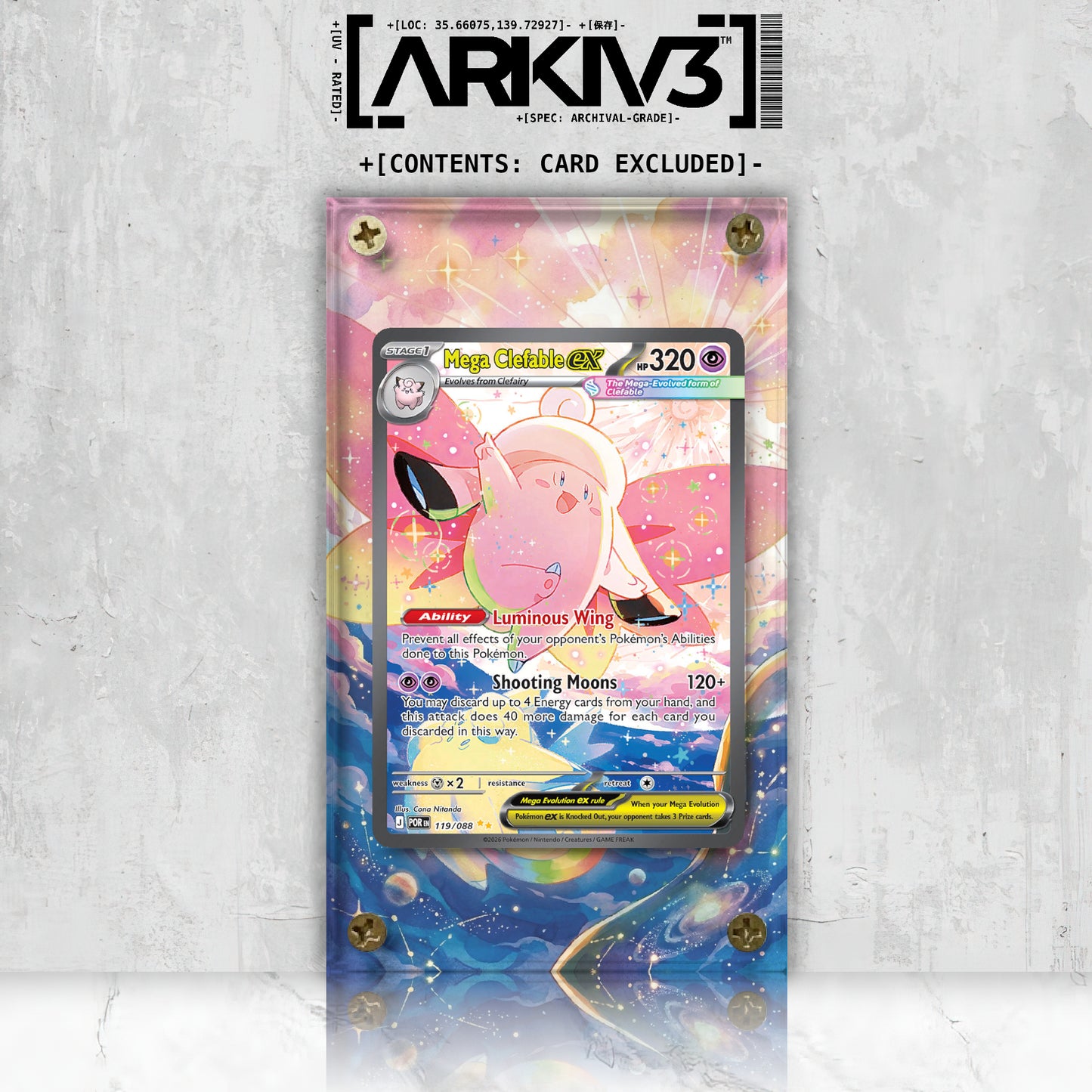 [UNIT: 119/088] // Mega Clefable ex Extended Art Display Case - Raw