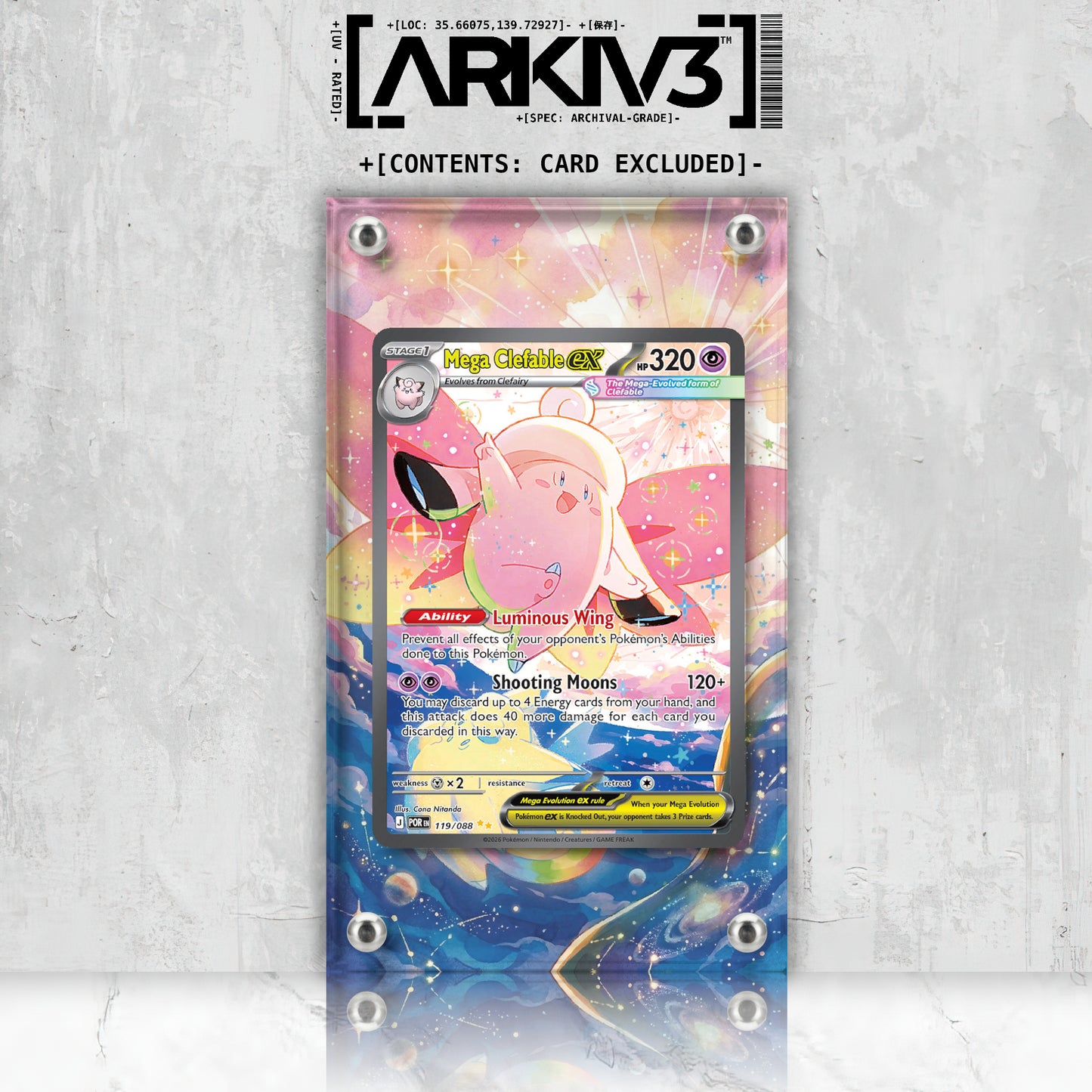 [UNIT: 119/088] // Mega Clefable ex Extended Art Display Case - Raw
