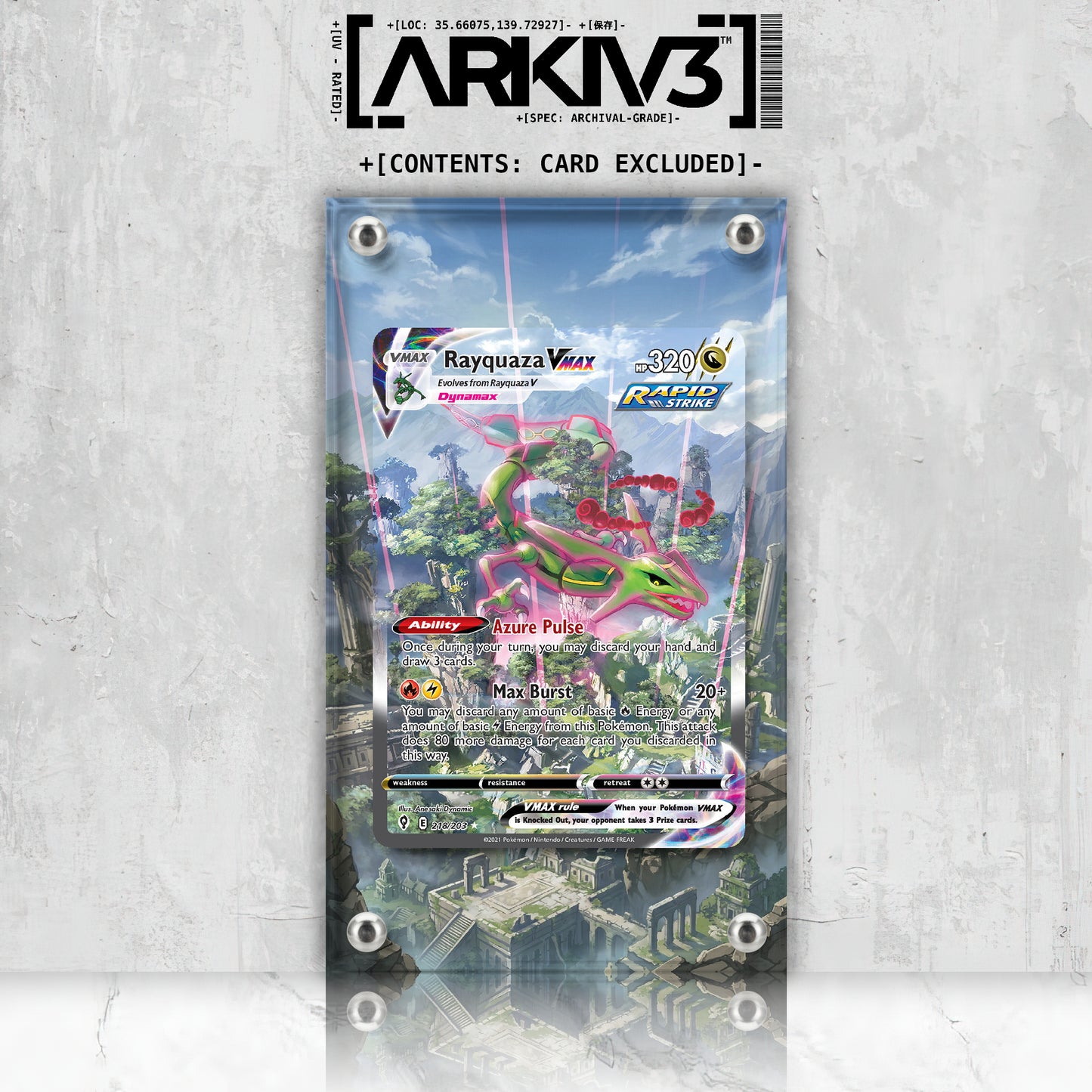 [UNIT: 218/203] // Rayquaza Vmax Extended Art Display Case - Raw