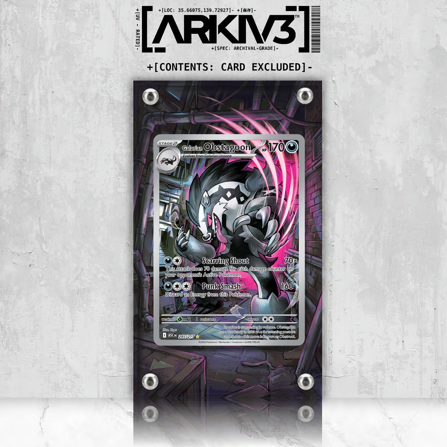 [UNIT: 245/217] // Galarian Obstagoon Extended Art Display Case - Raw