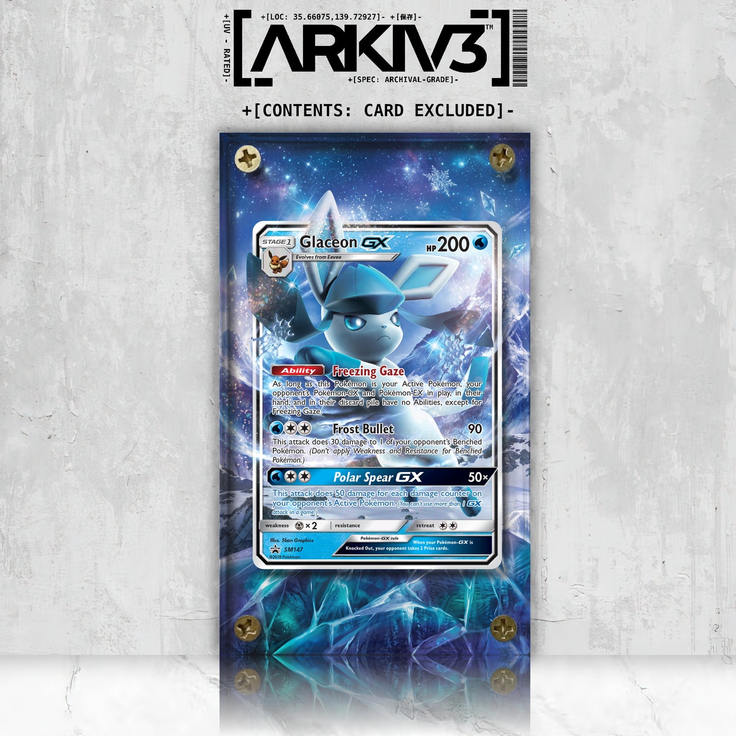 [UNIT: SM147/248] // Glaceon-GX Extended Art Display Case - Raw
