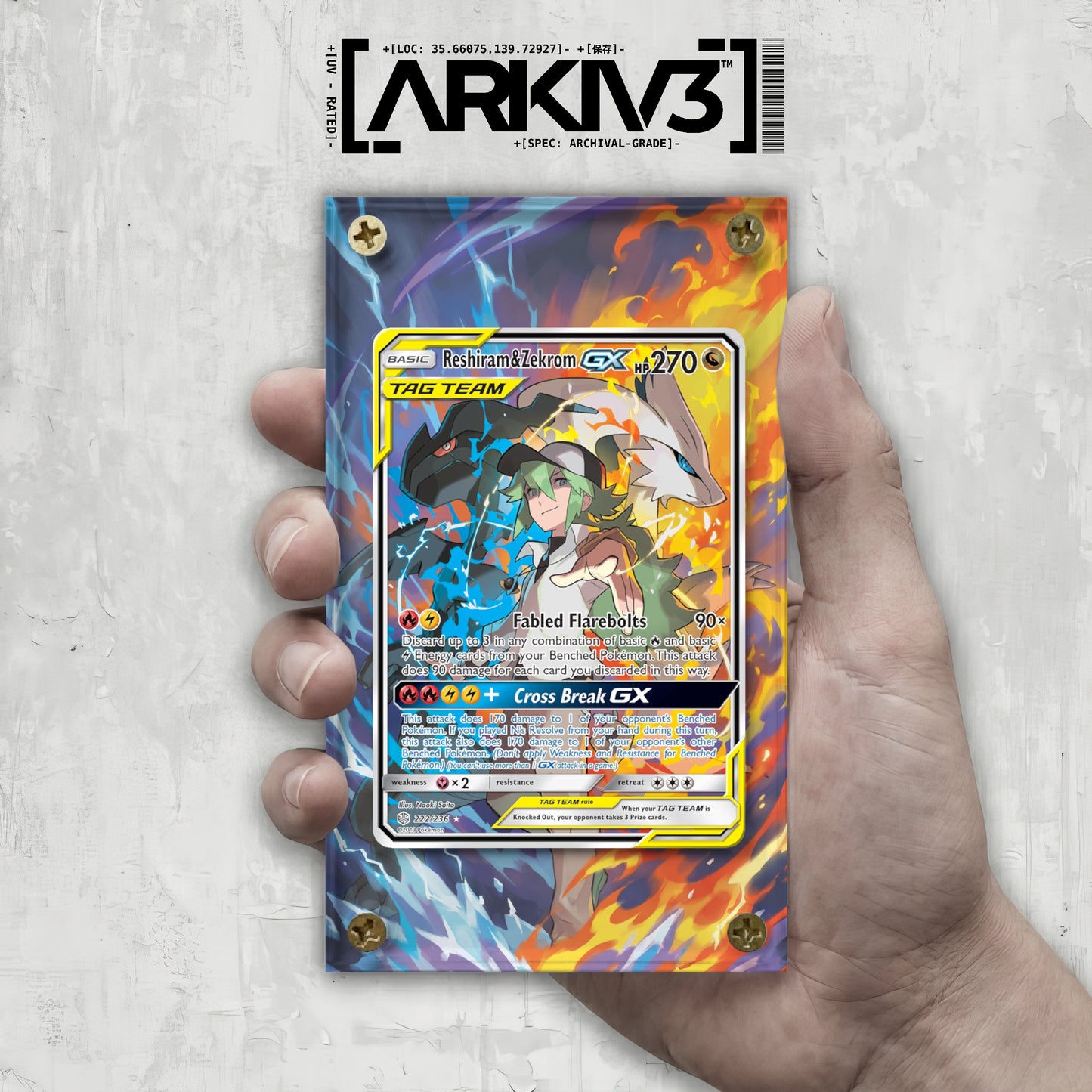 [UNIT: 222/236] // Reshiram & Zekrom GX Extended Art Display Case - Raw