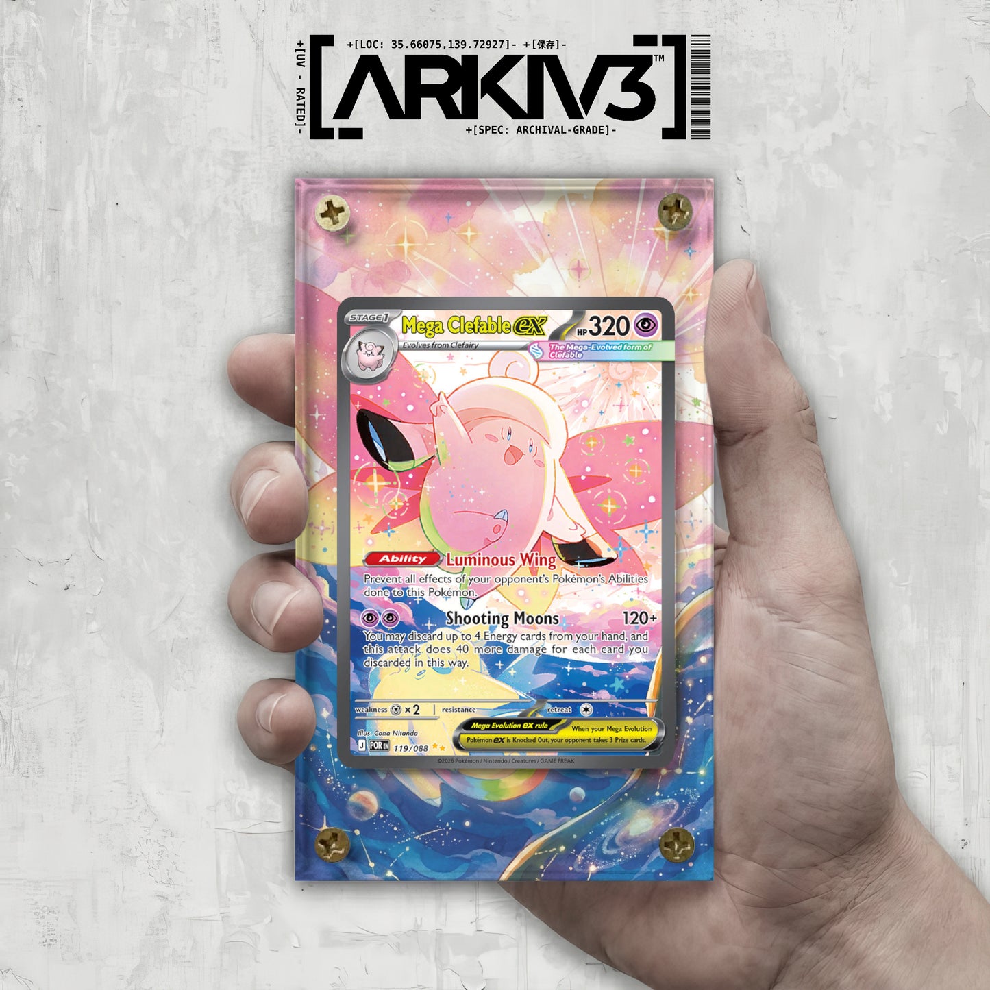 [UNIT: 119/088] // Mega Clefable ex Extended Art Display Case - Raw