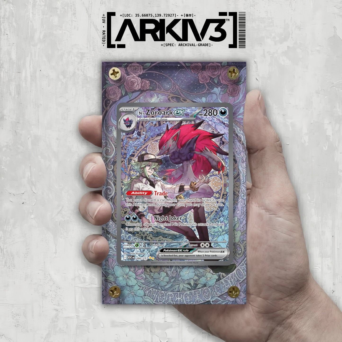 [UNIT: 286/217] // N's Zoroark ex Extended Art Display Case - Raw