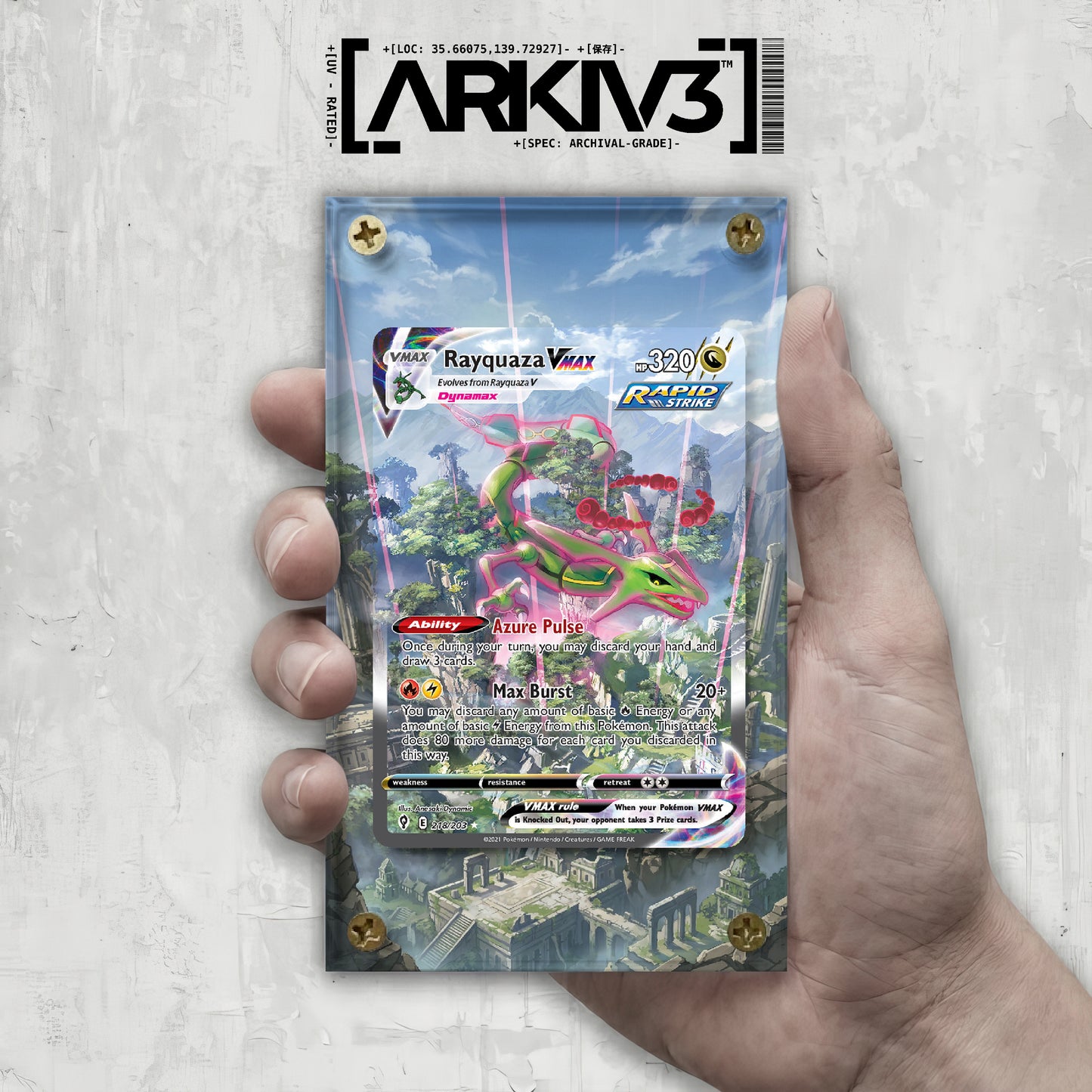 [UNIT: 218/203] // Rayquaza Vmax Extended Art Display Case - Raw