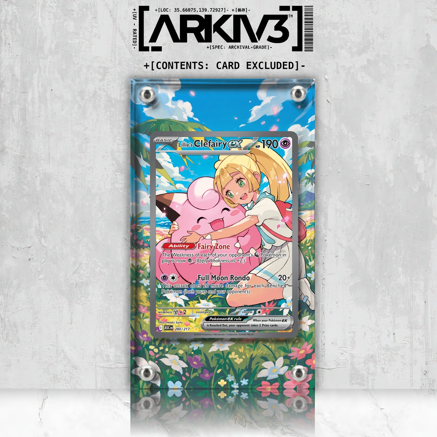 [UNIT: 280/217] // Lillie's Clefairy ex Extended Art Display Case - Raw