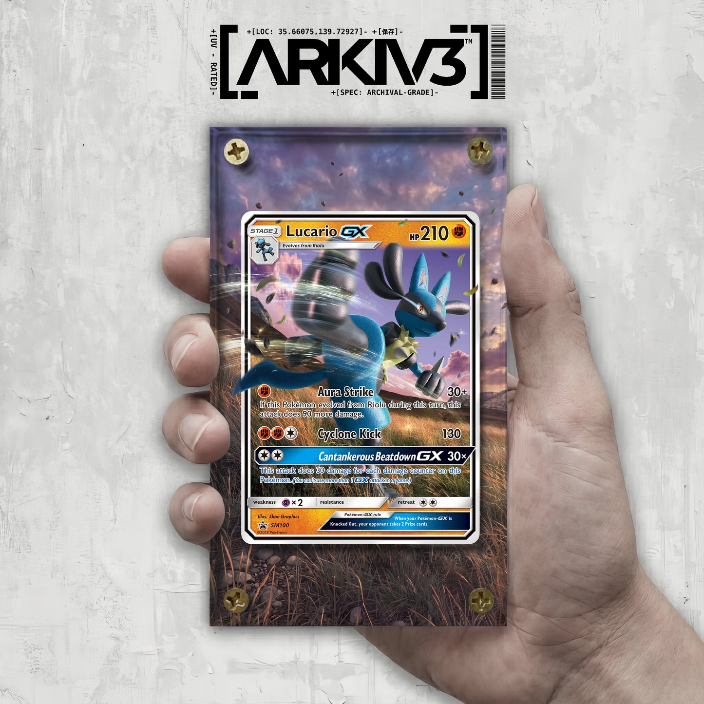 [UNIT: SM100/248] // Lucario-GX Extended Art Display Case - Raw