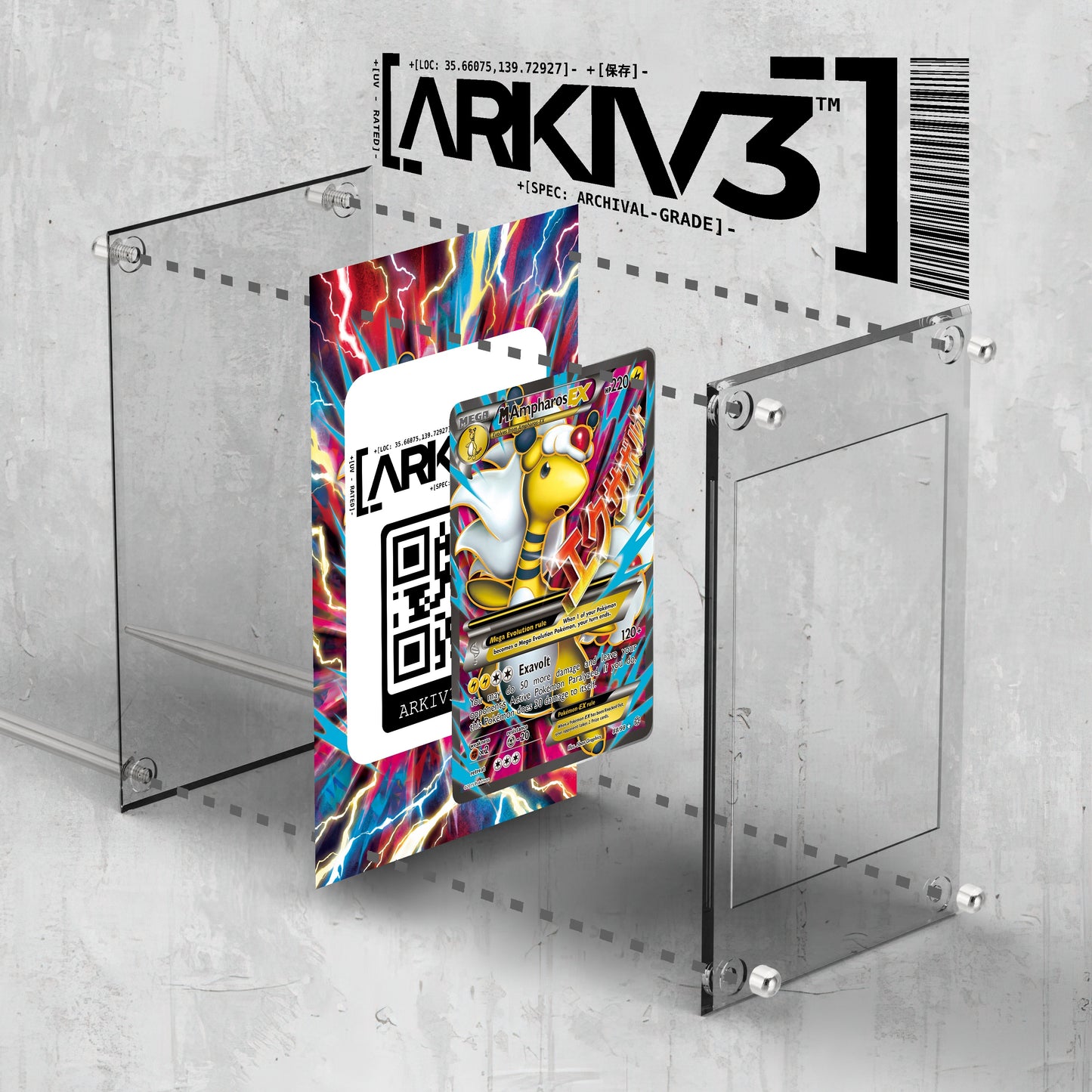 [UNIT: 88/98] // M Ampharos EX Extended Art Display Case - Raw