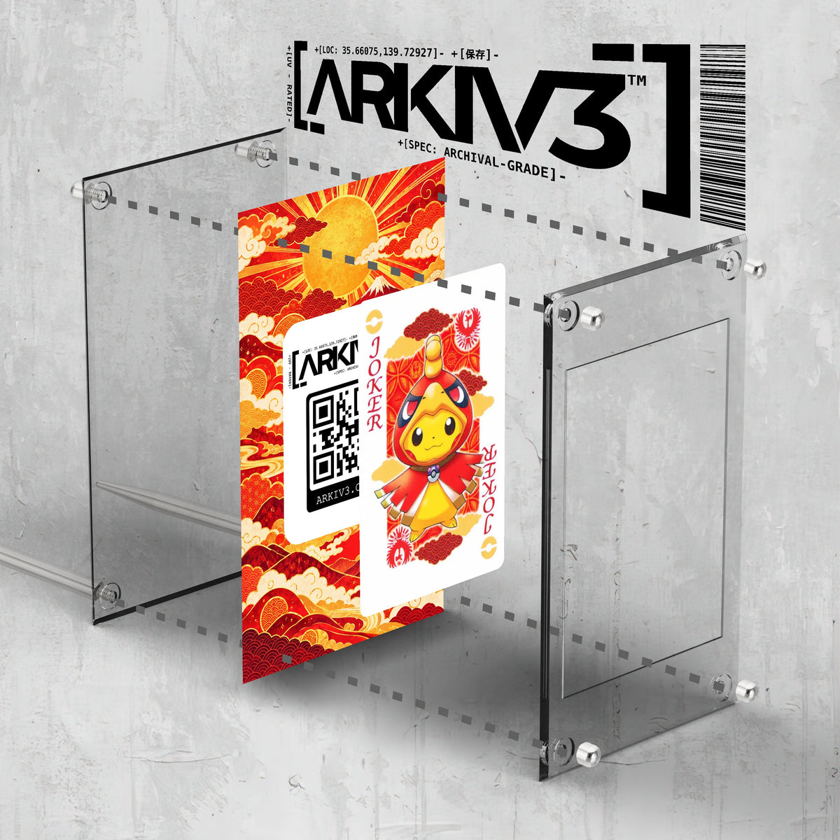 [UNIT: ] // Maiko & Okuge Pikachu - Ho-Oh (Joker) Playing Cards Extended Art Display Case - Raw