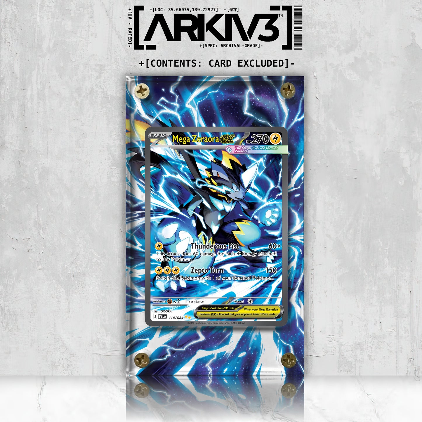 [UNIT: 114/84] // Mega Zeraora ex Extended Art Display Case - Raw