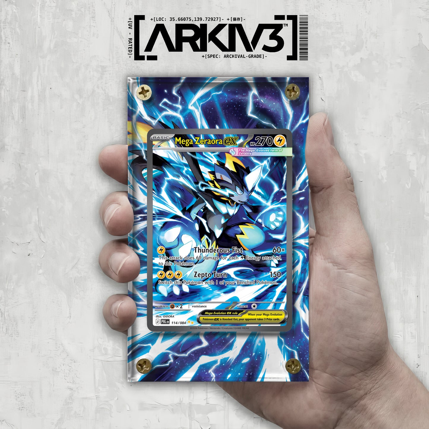 [UNIT: 114/84] // Mega Zeraora ex Extended Art Display Case - Raw