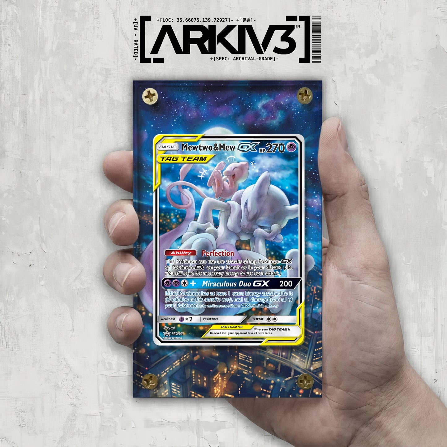 [UNIT: SM191/248] // Mewtwo & Mew-GX Extended Art Display Case - Raw