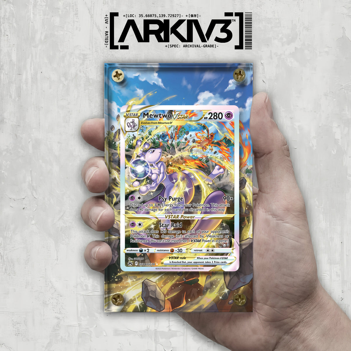 [UNIT: GG44/70] // Mewtwo VSTAR Extended Art Display Case - Raw