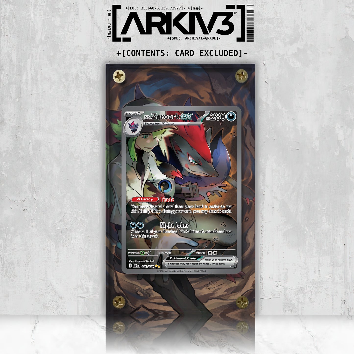[UNIT: 185/159] // N's Zoroark ex Extended Art Display Case - Raw