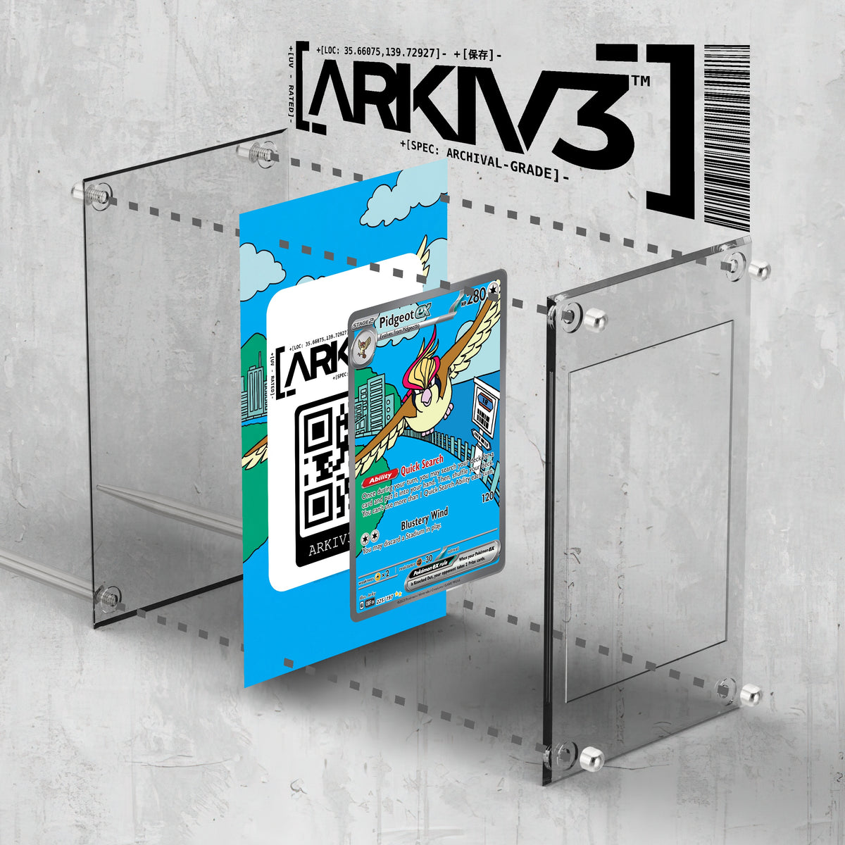 [UNIT: 225/197] // Pidgeot ex Extended Art Display Case - Raw
