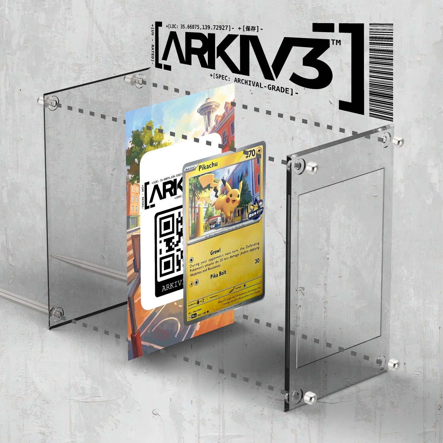 [UNIT: 062/193] // Pikachu Rain City Showcase Extended Art Display Case - Raw