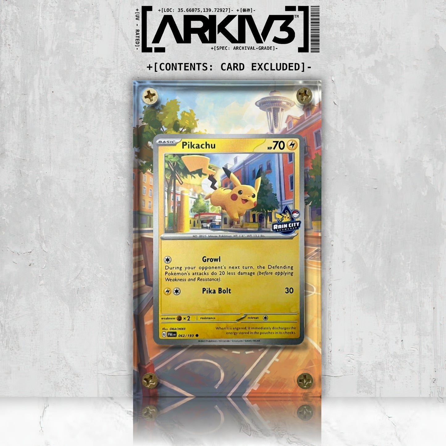 [UNIT: 062/193] // Pikachu Rain City Showcase Extended Art Display Case - Raw