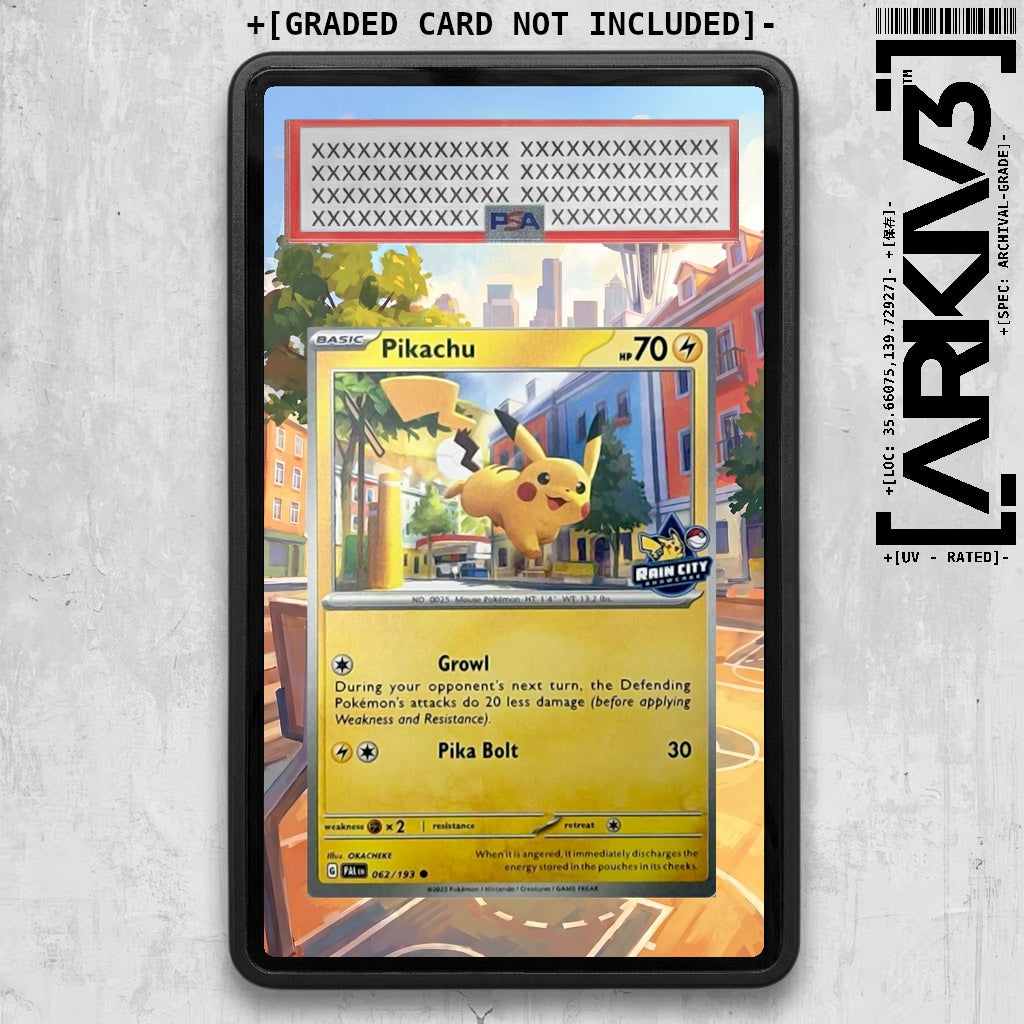 [UNIT: 062/193] // Pikachu Rain City Showcase Extended Art Display Case - Graded