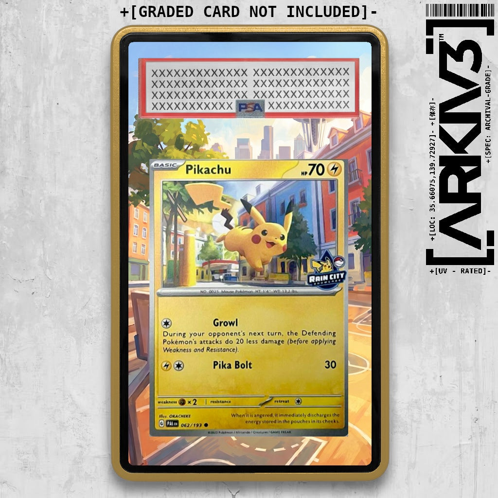 [UNIT: 062/193] // Pikachu Rain City Showcase Extended Art Display Case - Graded