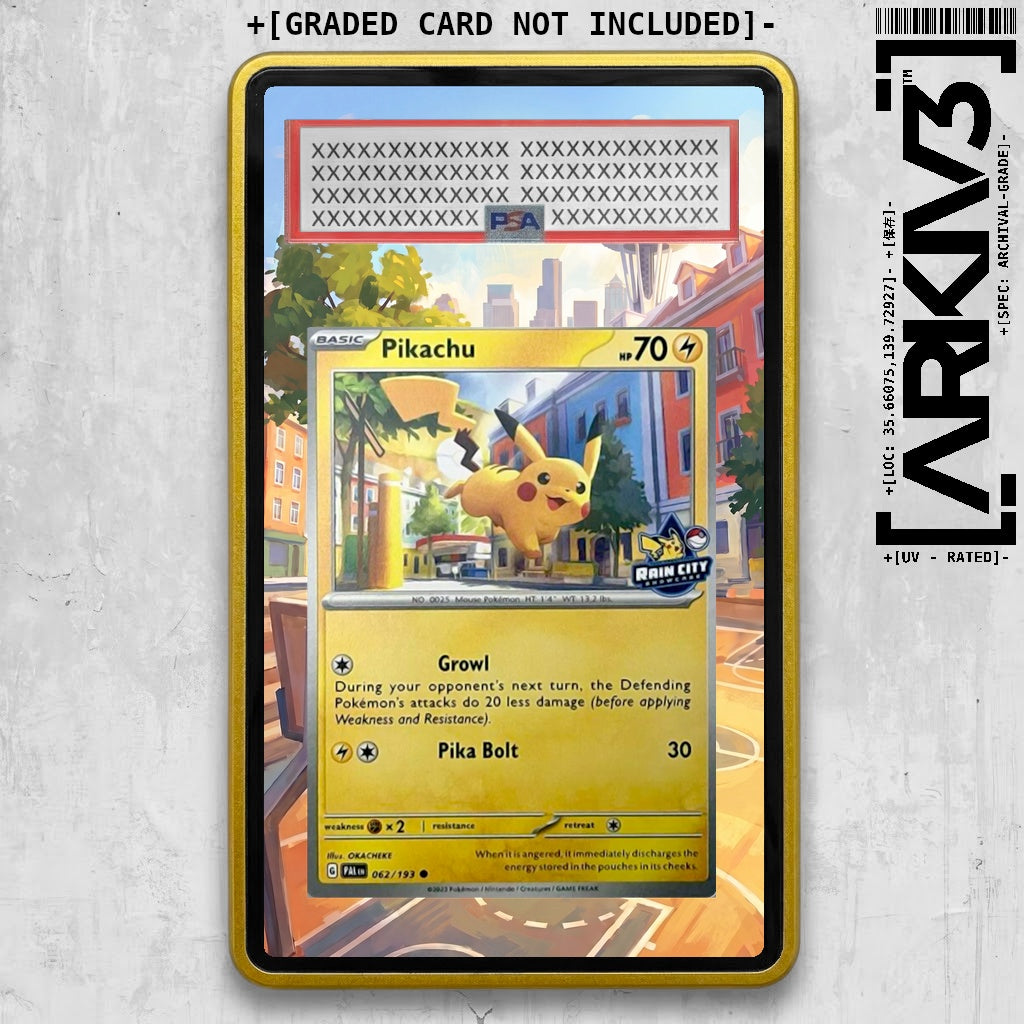 [UNIT: 062/193] // Pikachu Rain City Showcase Extended Art Display Case - Graded