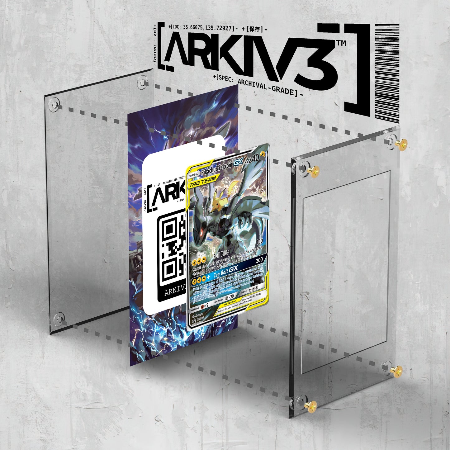 [UNIT: SM168/248] // Pikachu & Zekrom-GX Extended Art Display Case - Raw