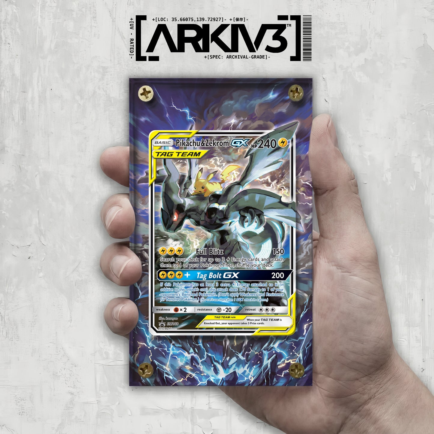 [UNIT: SM168/248] // Pikachu & Zekrom-GX Extended Art Display Case - Raw