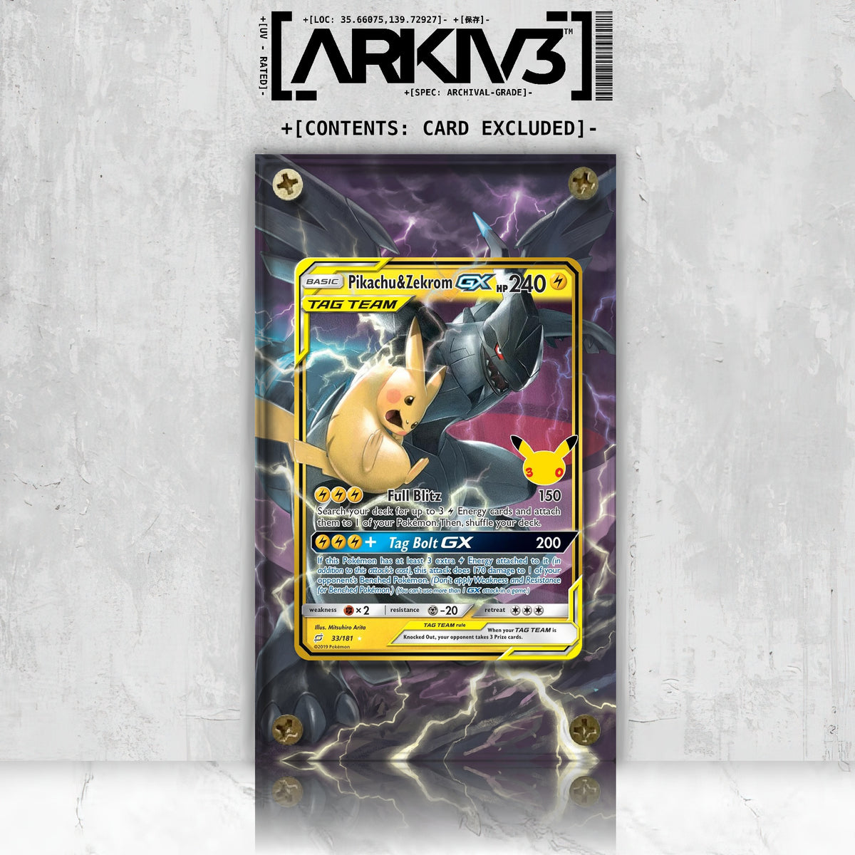 [UNIT: 33/181] // Pikachu & Zekrom GX Extended Art Display Case - Raw
