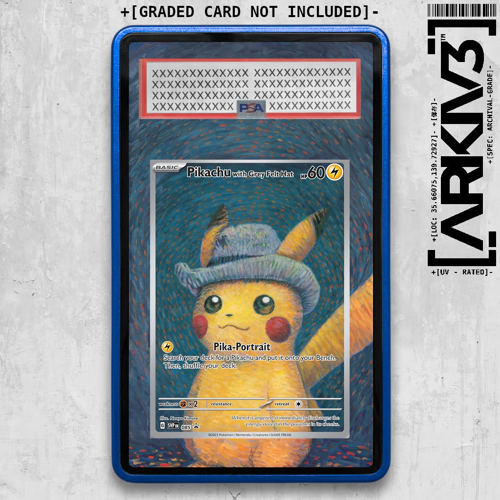 [UNIT: 085] // Pikachu with Grey Felt Hat Extended Art Display Case - Graded