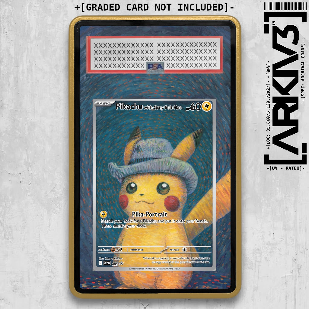 [UNIT: 085] // Pikachu with Grey Felt Hat Extended Art Display Case - Graded