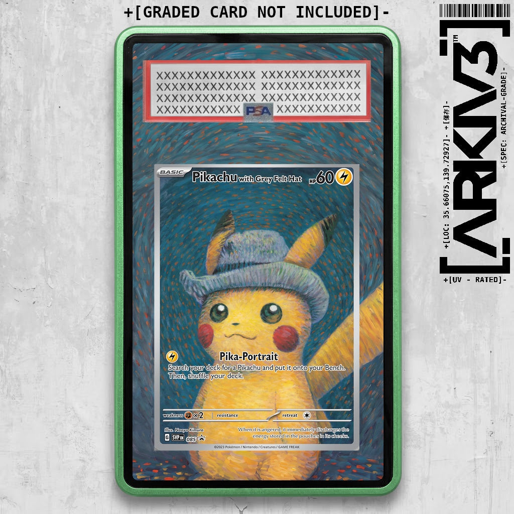 [UNIT: 085] // PSA/TAG Pikachu with Grey Felt Hat Extended Art Display Case - Graded