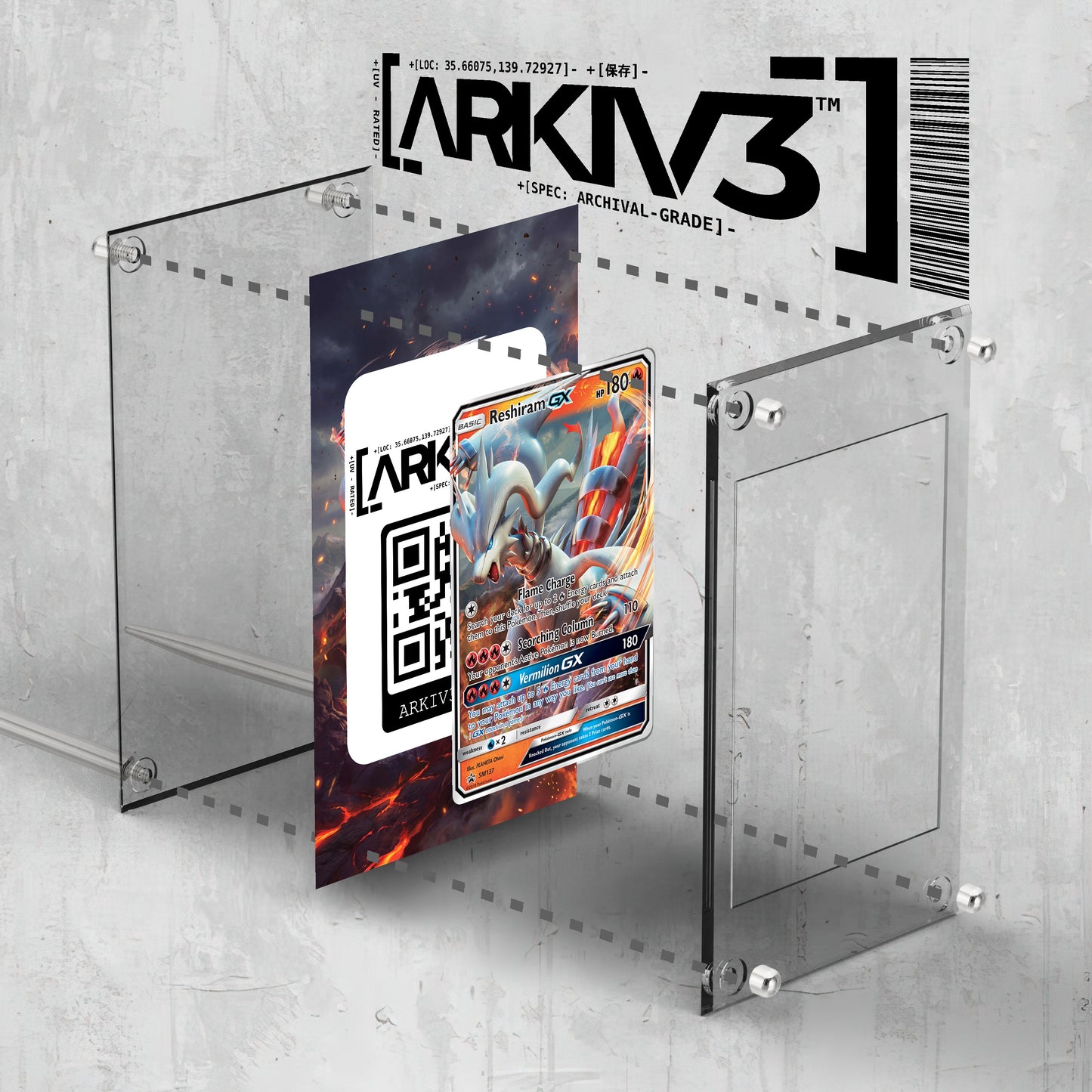 [UNIT: SM137/248] // Reshiram-GX Extended Art Display Case - Raw