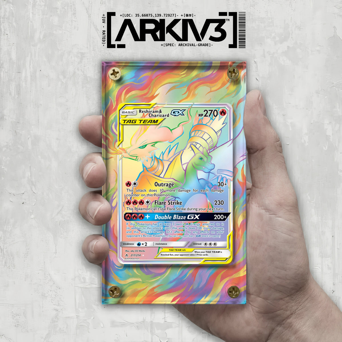 [UNIT: 217/214] // Reshiram & Charizard GX Extended Art Display Case - Raw