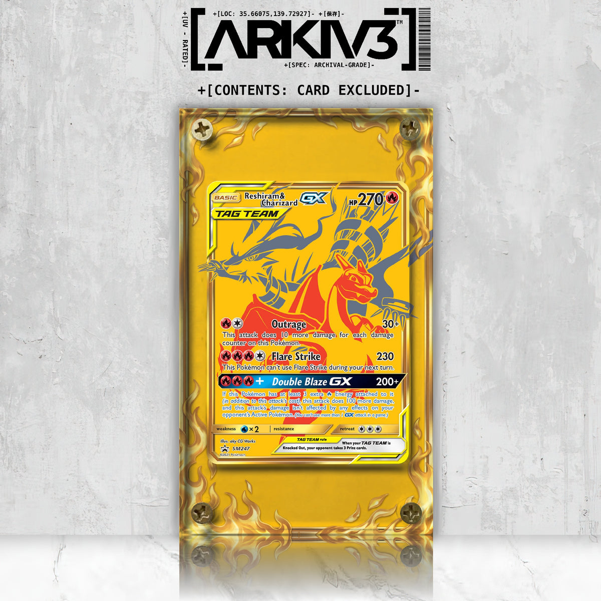 [UNIT: SM247] // Reshiram & Charizard GX Extended Art Display Case - Raw