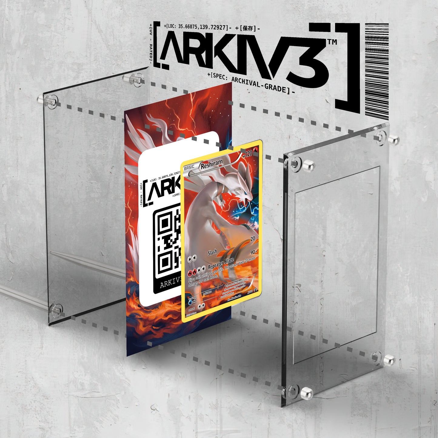 [UNIT: XY74/211] // Reshiram Extended Art Display Case - Raw