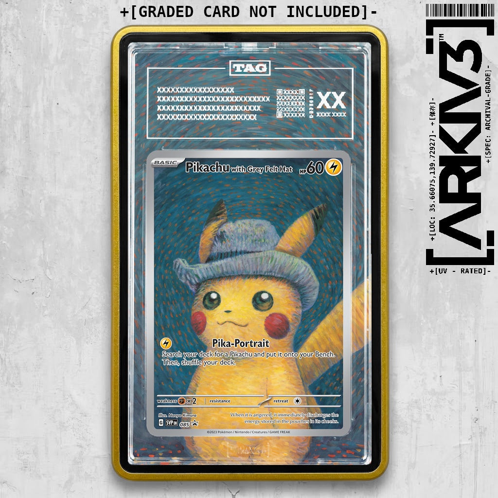 [UNIT: 085] // PSA/TAG Pikachu with Grey Felt Hat Extended Art Display Case - Graded