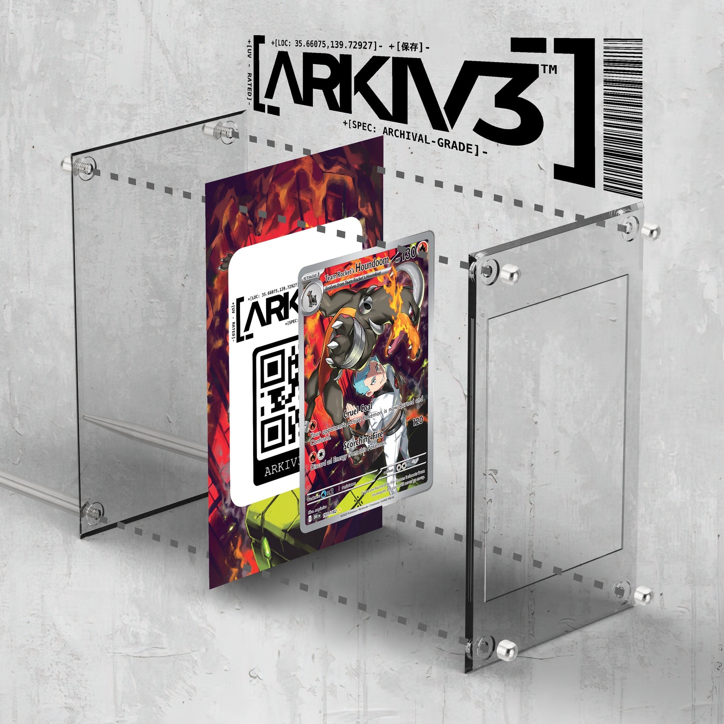 [UNIT: 191/182] // Team Rocket's Houndoom Extended Art Display Case - Raw